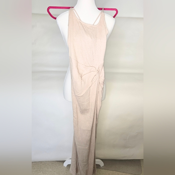 NEW FREE PEOPLE DRESS!  Full length, slit w cinched waist, Tie back, size 2 - Picture 1 of 7